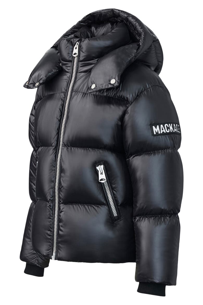 Kids' Jesse Hooded Down Puffer Jacket, Alternate, color, BLACK