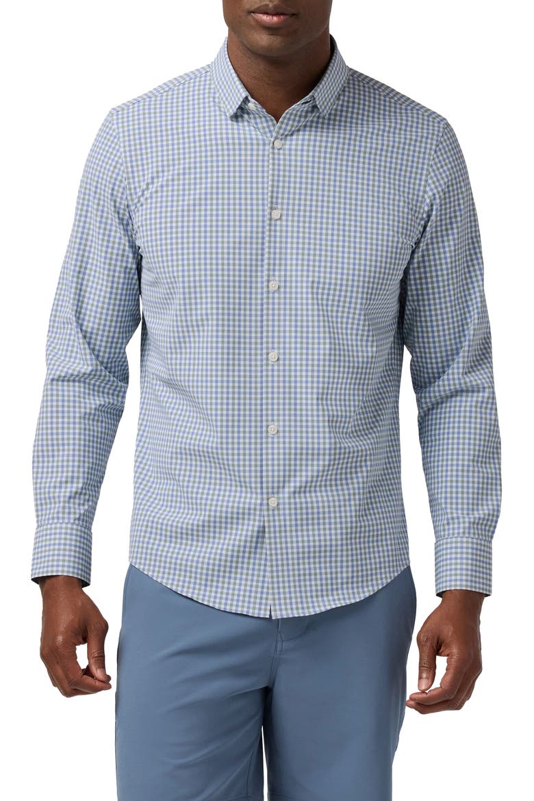 Leeward Trim Fit Olive Miles Plaid No Tuck Button-Up Shirt, Main, color, OLIVE MILES PLAID