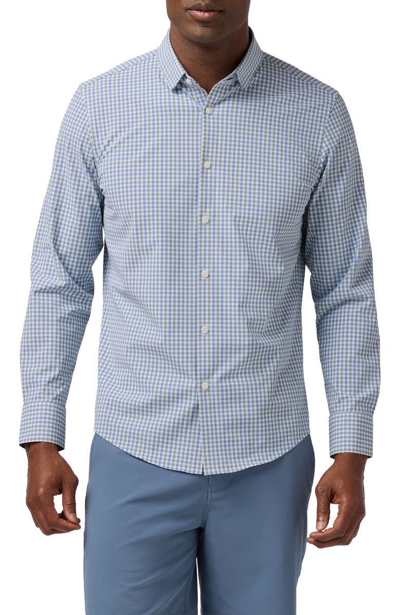 Mizzen+Main Leeward Trim Fit Olive Miles Plaid No Tuck Button-Up Shirt, Main, color, Olive Miles Plaid