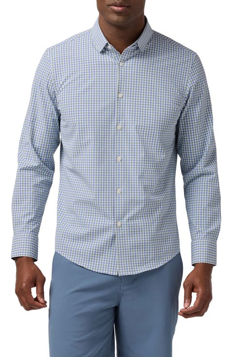 Leeward Trim Fit Olive Miles Plaid No Tuck Button-Up Shirt