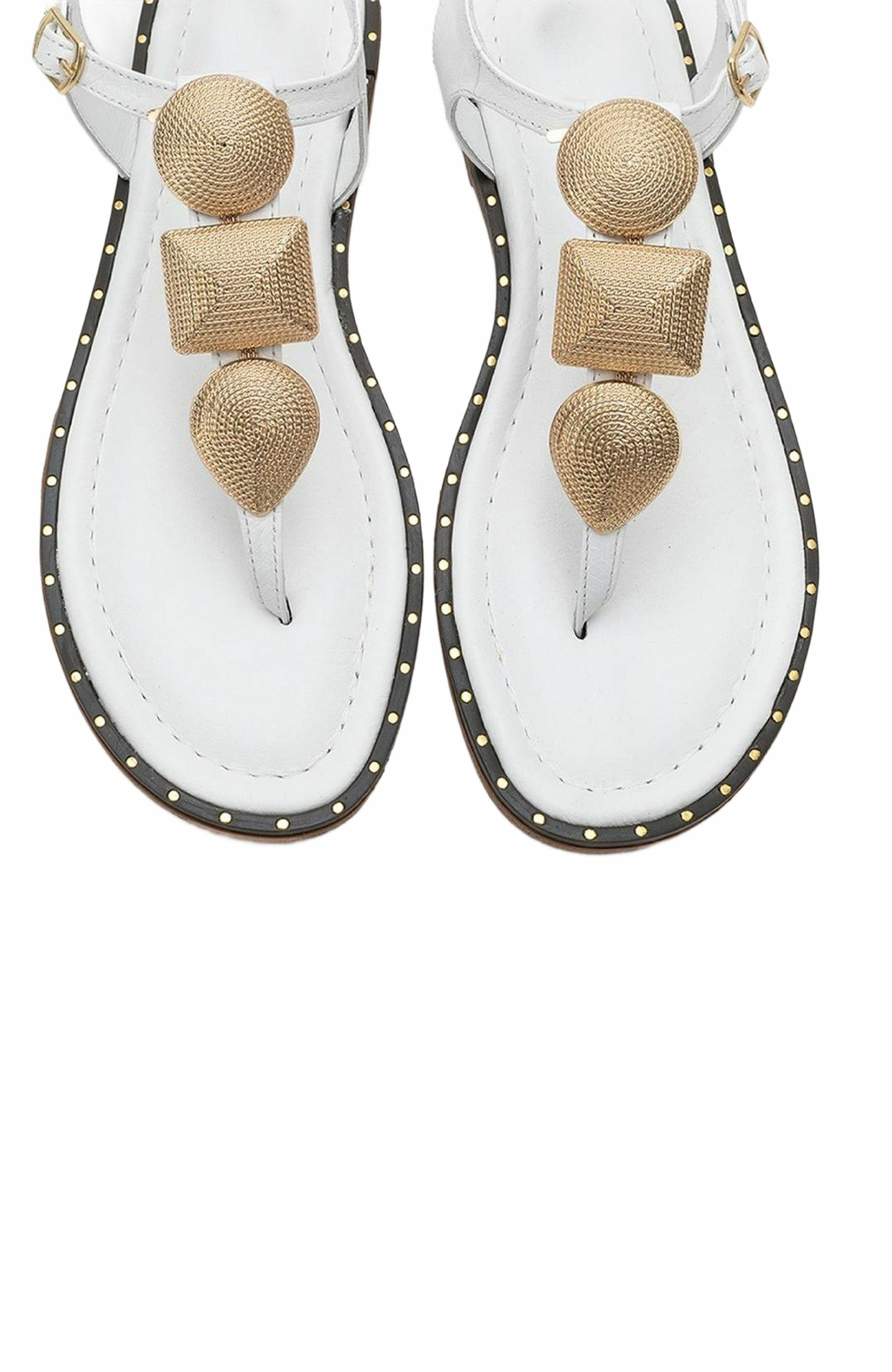 Giulia Leather Flat Sandal, Alternate, color, White Leather