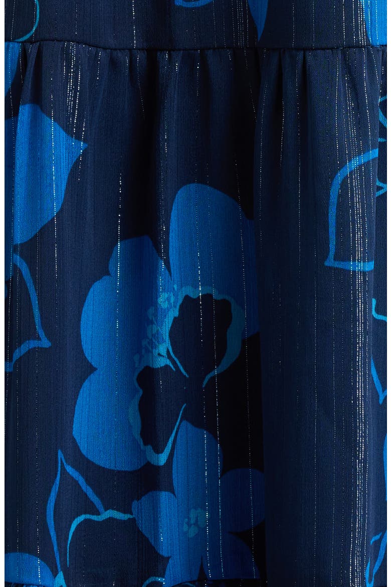 Bluford Metallic Floral Print Long Sleeve Dress, Alternate, color, NAVY-BLUE