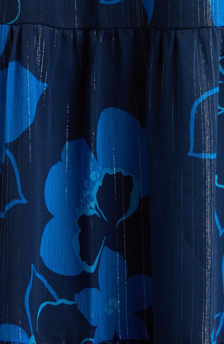 SUGARLIPS Bluford Metallic Floral Print Long Sleeve Dress, Alternate, color, Navy-Blue