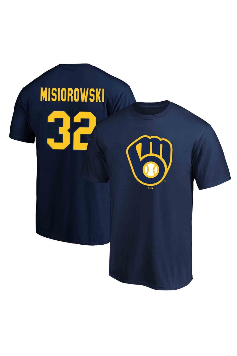 Men's Fanatics Jacob Misiorowski Navy Milwaukee Brewers Big & Tall Name & Number T-Shirt, Main, color, Navy