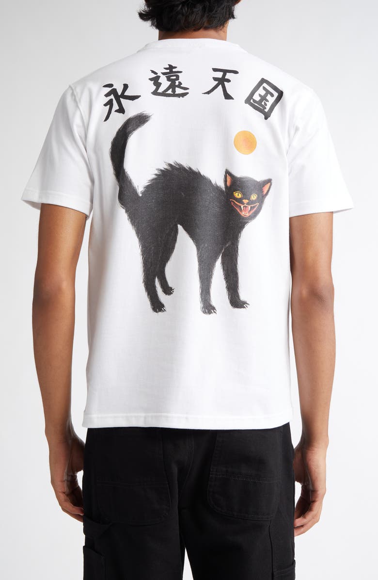 ENDLESS JOY Black Cat Cotton Graphic T-Shirt, Alternate, color,