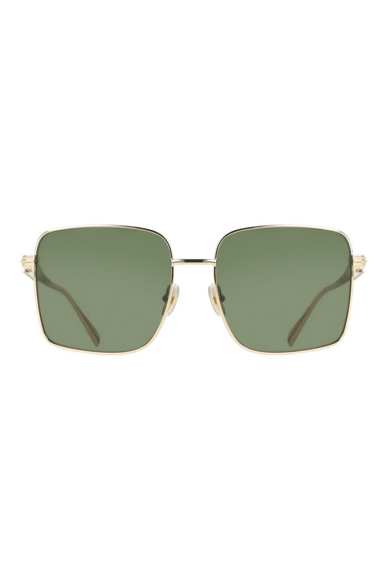 57mm Square Sunglasses, Main, color, GOLD/ GREEN