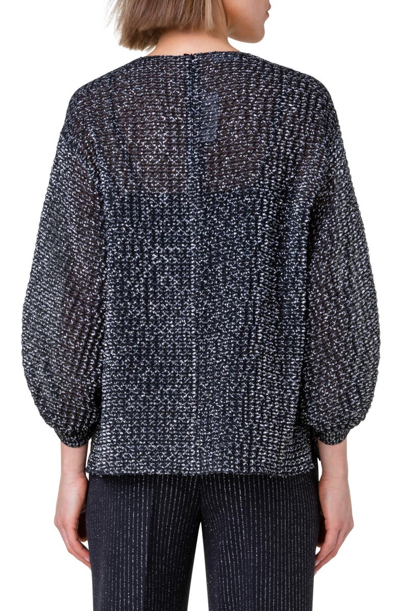 Akris punto Metallic Organza Balloon Sleeve Top, Alternate, color,
