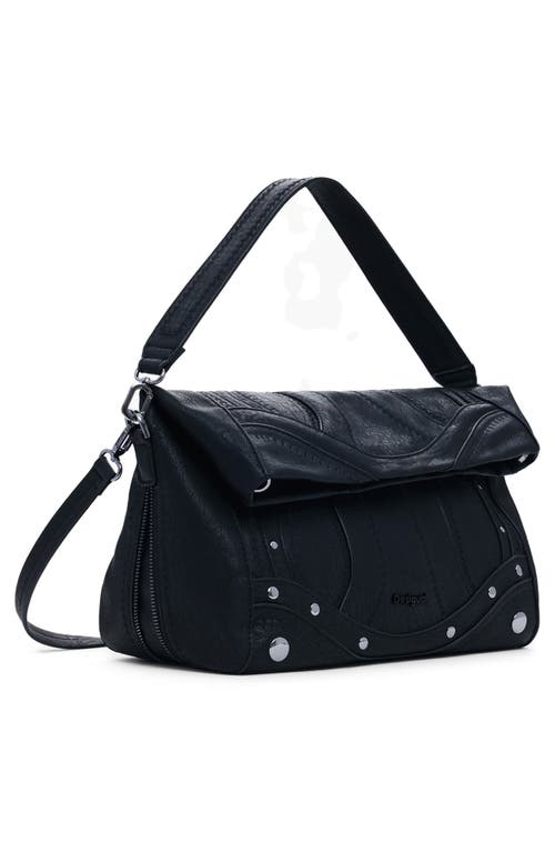Desigual Embroidered Faux Leather Tote In Black