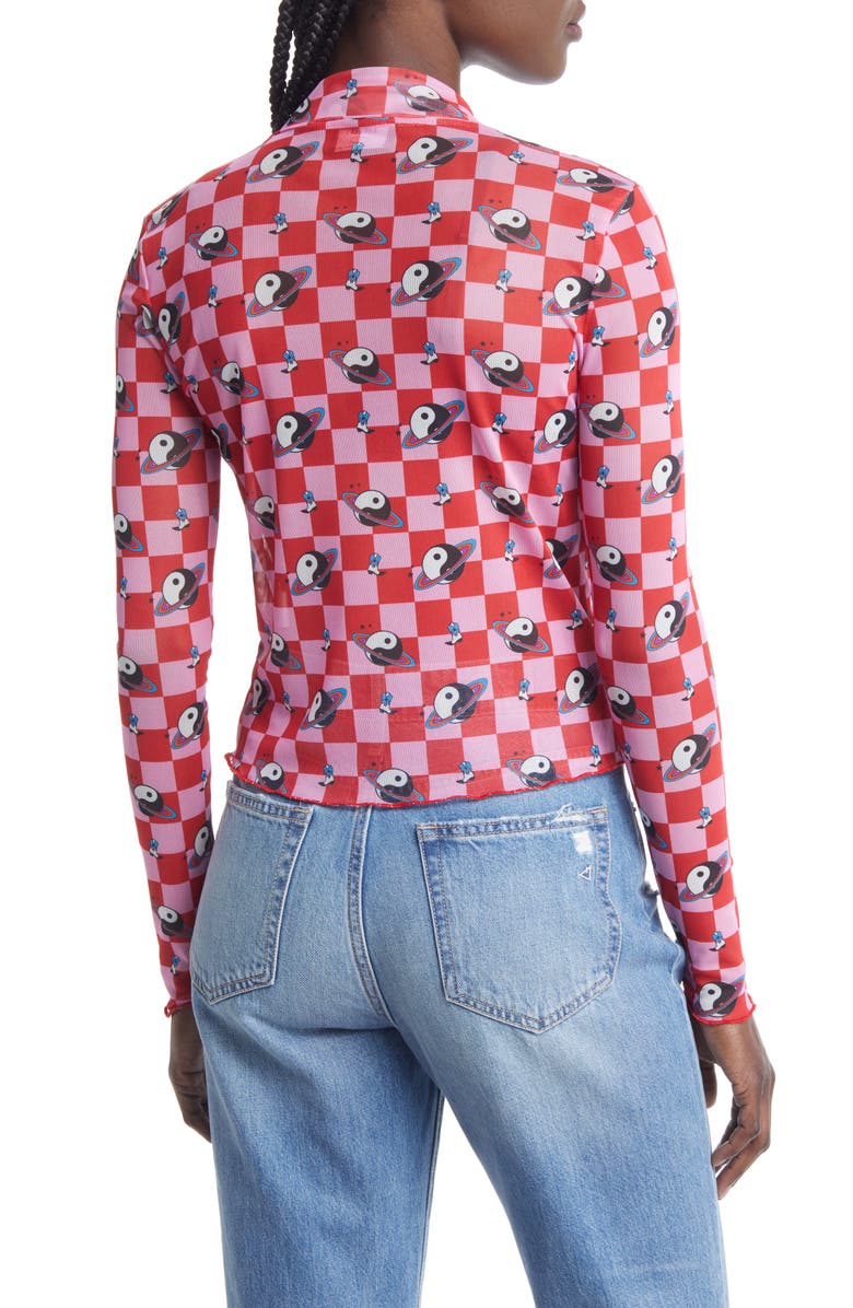 Dressed in Lala Mock Neck Mesh Top, Alternate, color, Cosmic Cowgirl