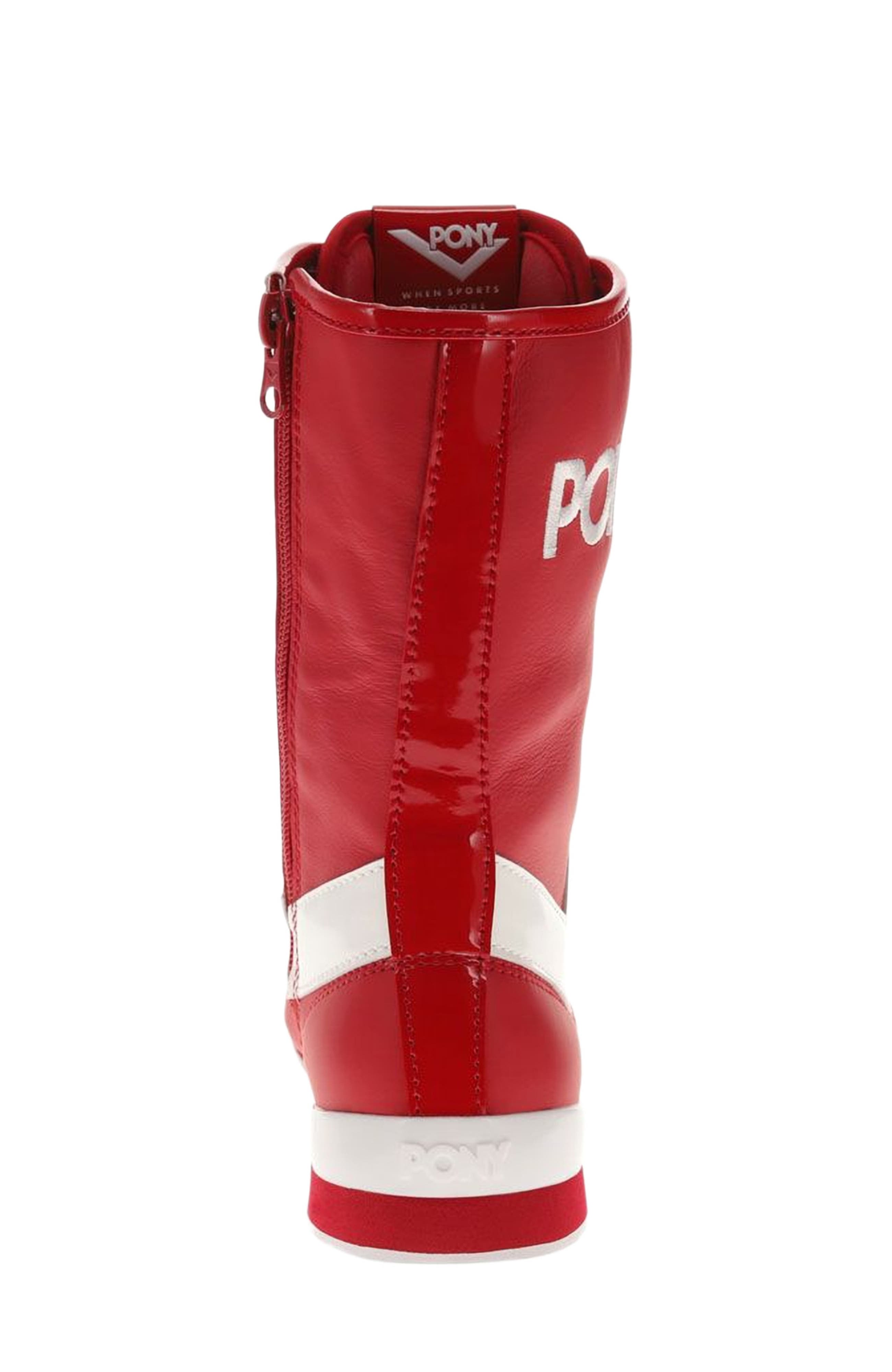 PONY KO-80 High Patent Sneakers, Alternate, color, Red/White
