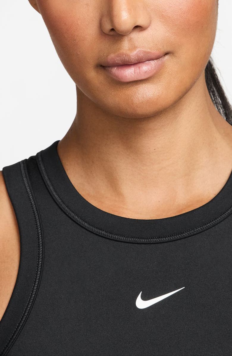 Nike One Fitted Dri-FIT Cropped Tank Top, Alternate, color, 011 Black/White