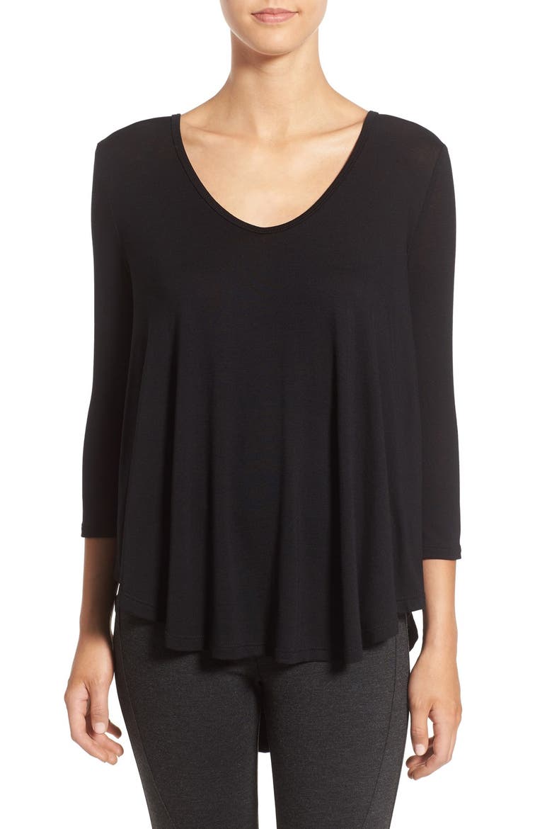 Lace-Up Back Tee, Alternate, color, BLACK
