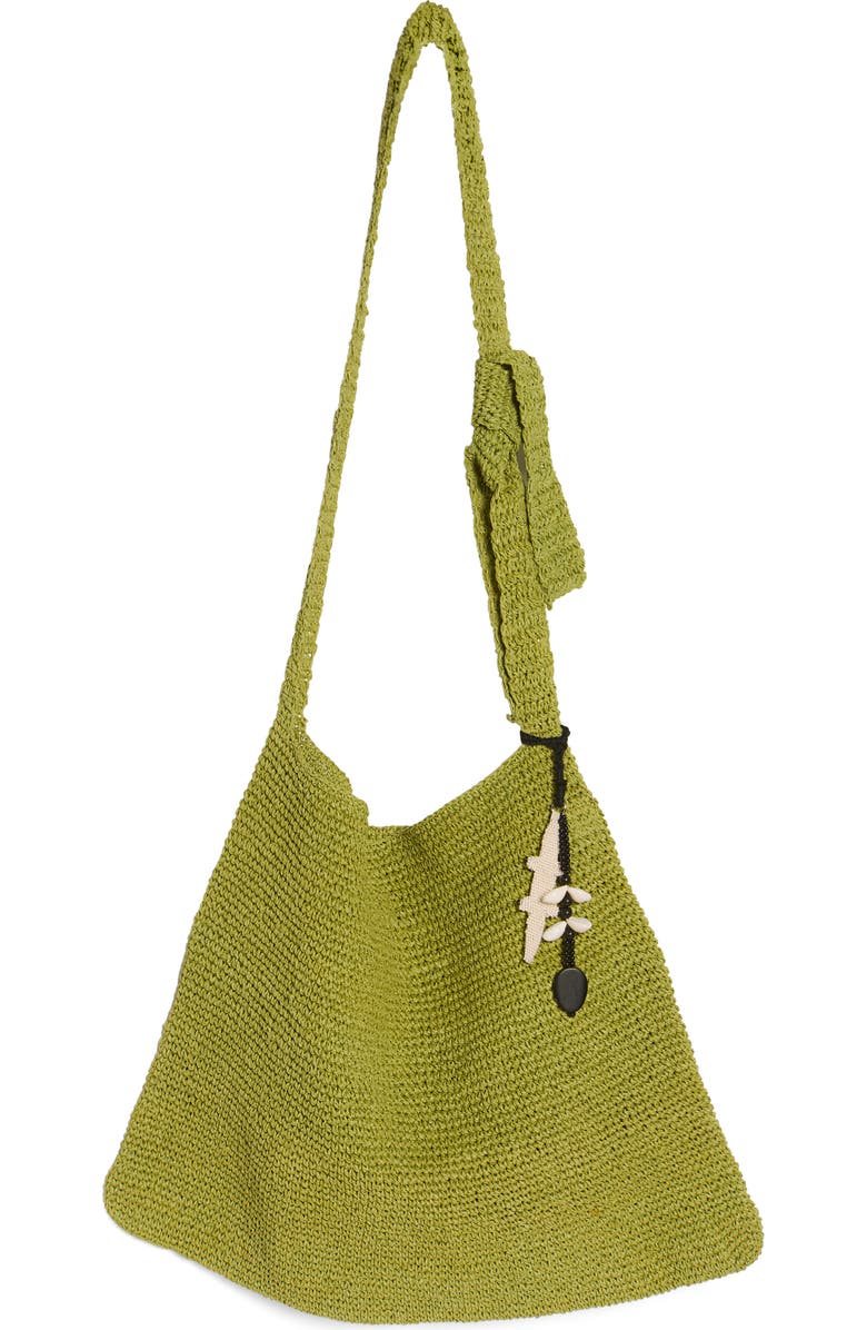 Free People Coastal Crush Straw Tote, Alternate, color, Matcha