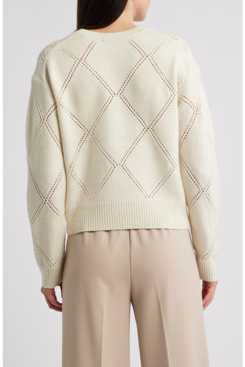 Texture Argyle Wool Sweater, Alternate, color, CREAM