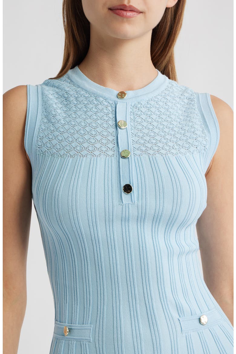 Sleeveless Pointelle Rib Midi Dress, Alternate, color, BLUE