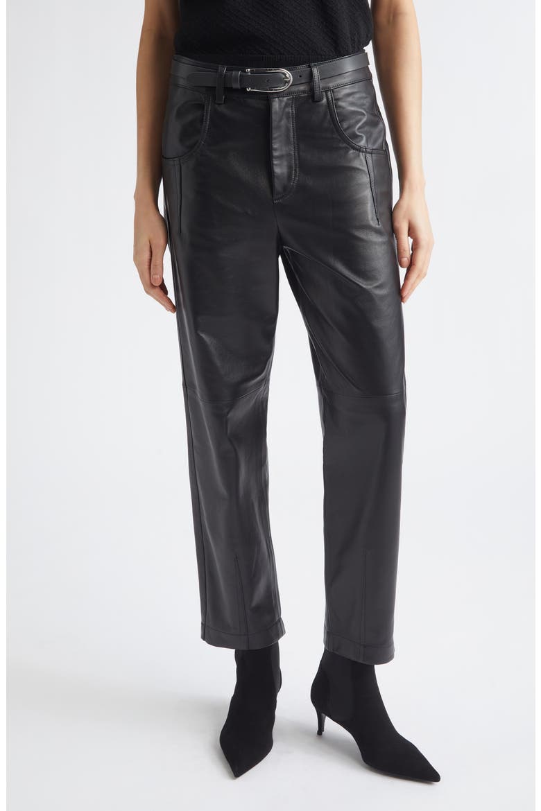 Lambskin Leather Pants, Main, color, 22 BLACK