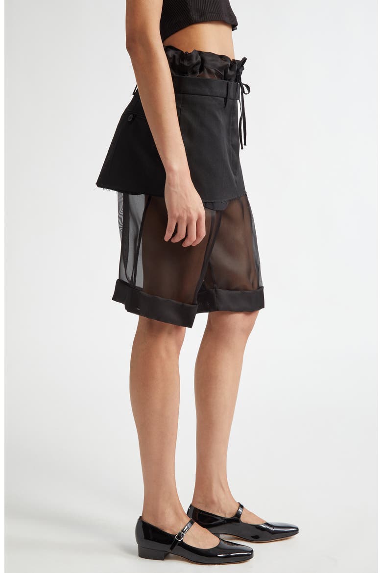 Mixed Media Miniskirt Layered Shorts, Alternate, color, BLACK