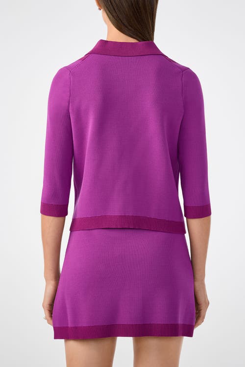 Trina Turk Gaia Colorblock Collared Cardigan In Purple