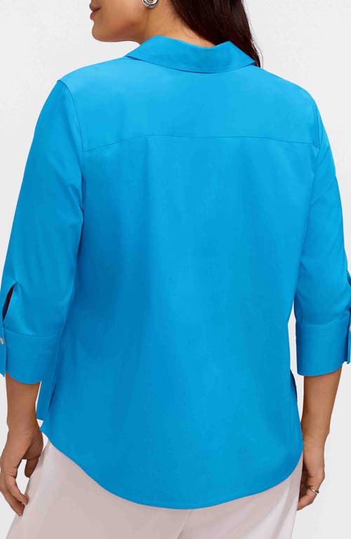 Foxcroft Mary Non-iron Stretch Cotton Button-up Shirt In Blue