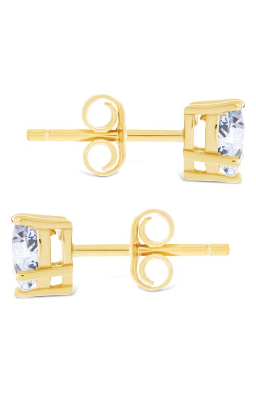Sterling Forever Cubic Zirconia Heart Stud Earrings In Gold