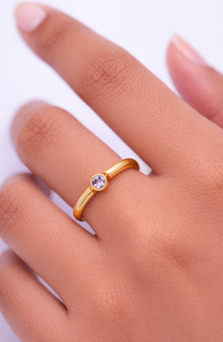 Argento Vivo Sterling Silver Stone Bypass Ring, Alternate, color, Gold /Amethyst