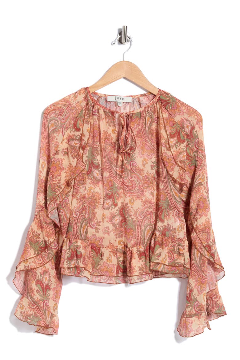 Ruffle Top with Bell Sleeves, Alternate, color, PAISLEY PRINT