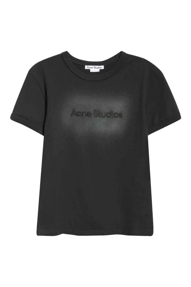 Etza Faded Embroidered Logo Fitted Cotton T-Shirt, Alternate, color, FADED BLACK