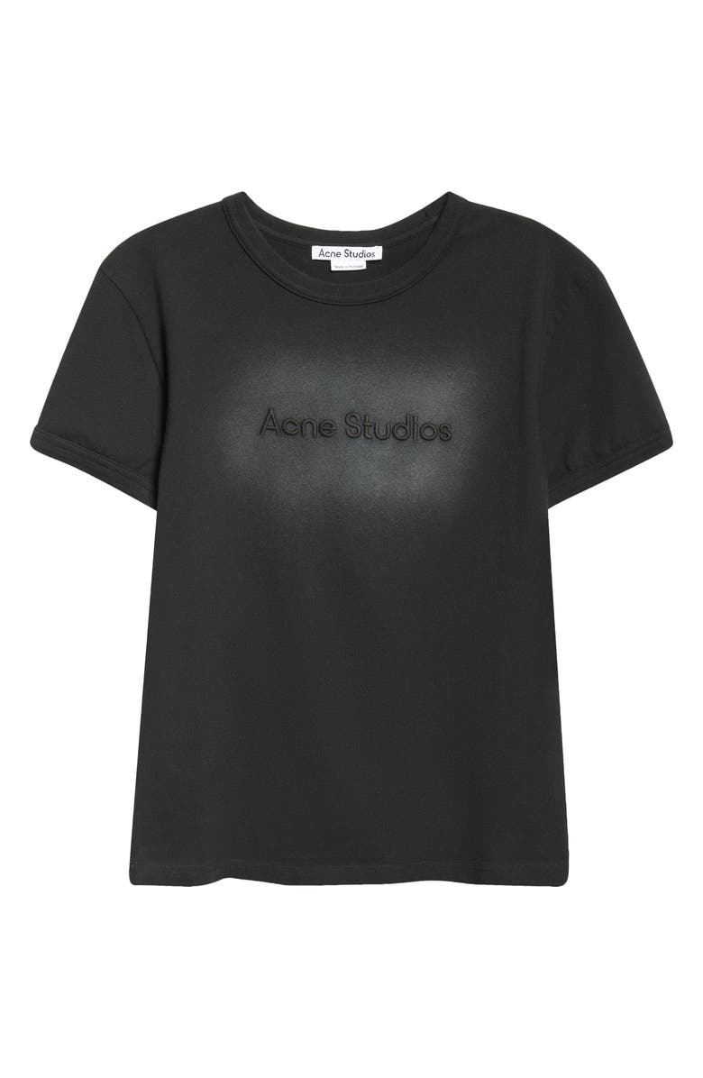 Acne Studios Etza Faded Embroidered Logo Fitted Cotton T-Shirt, Alternate, color, Faded Black