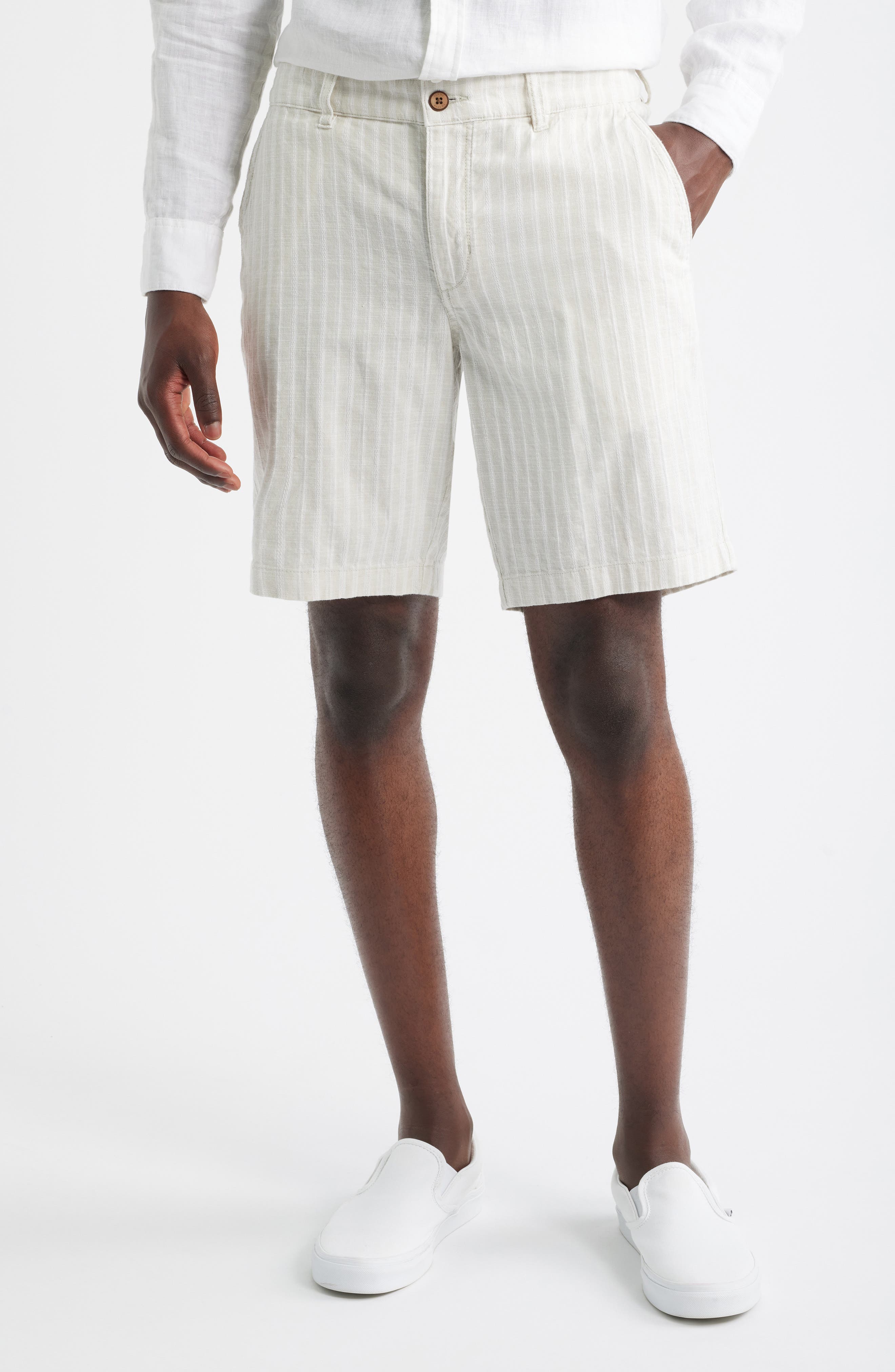 Stripe Cotton Blend Chino Shorts