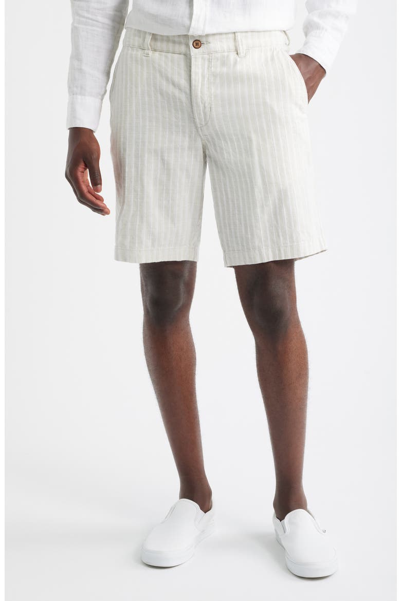 Stripe Cotton Blend Chino Shorts, Main, color, SPRAY