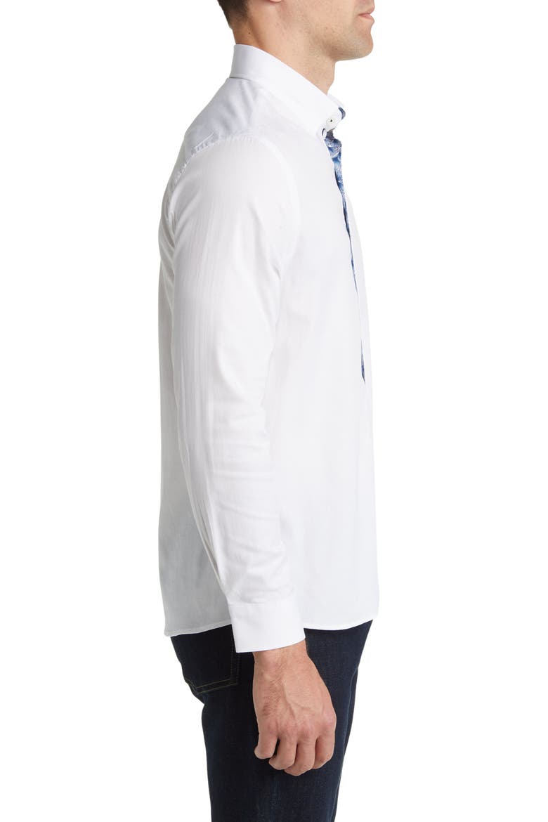 Solid Cotton & Lyocell Button-Up Shirt, Alternate, color, WHITE