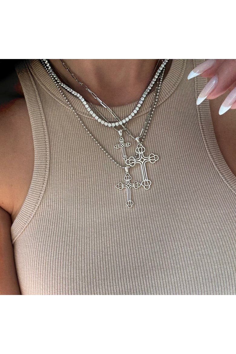 The Maxi Billie Cross Necklace, Alternate, color, Silver