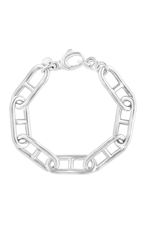 Geometric Open Link Bracelet in Sterling Silver