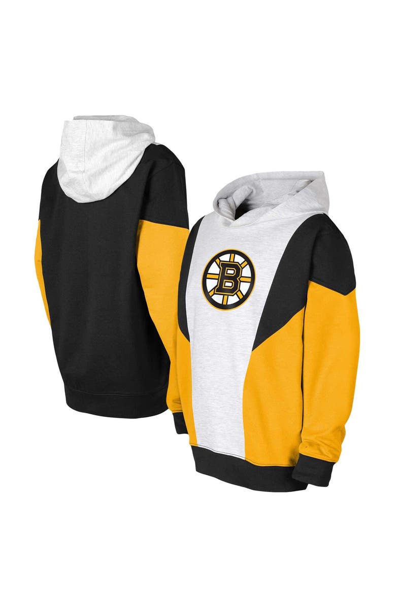 Outerstuff Youth Ash/Black Boston Bruins Champion League Fleece Pullover Hoodie, Main, color, 