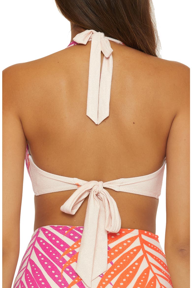 Sheer Tropics Metallic Halter Bikini Top, Alternate, color, IVORY MULTI