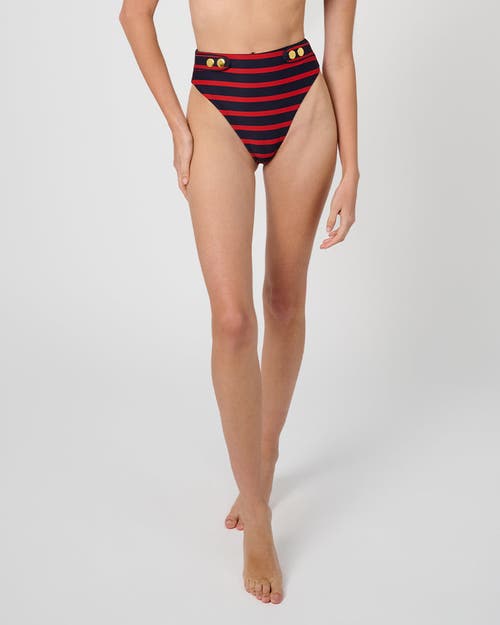 Weworewhat Emily Sailor Bikini Bottom In Tr Red/dk Navy