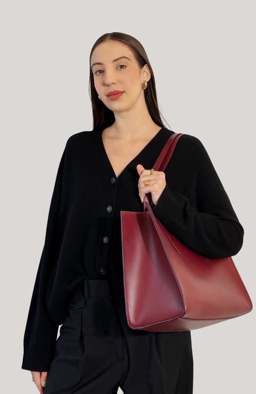 Hyer Goods Upcycled Leather Laptop Tote Bag In Burgundy