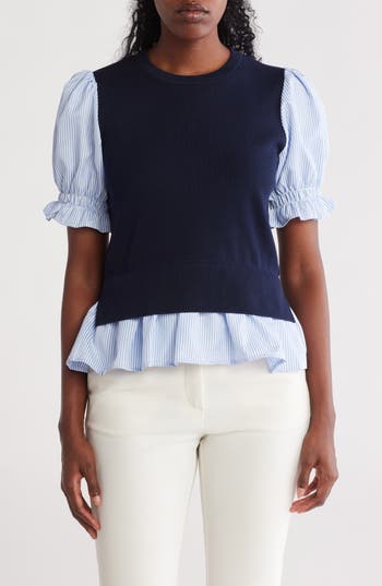 Nanette Lepore Short Sleeve Twofer Sweater