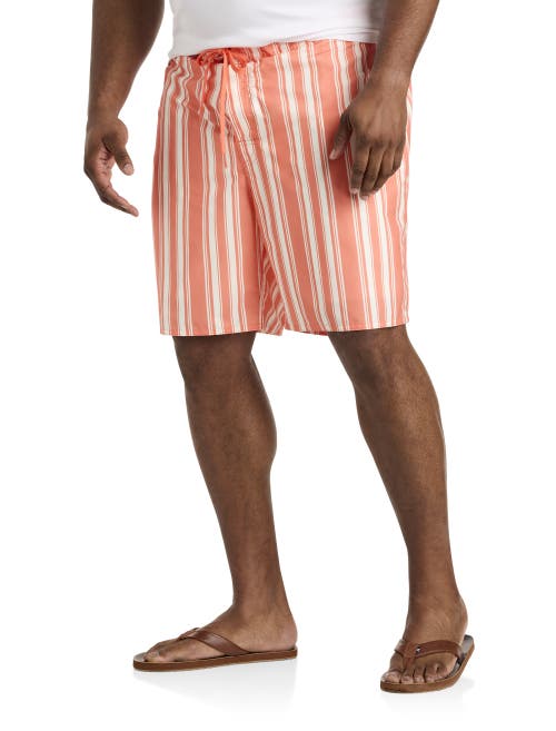 True Nation By Dxl Big & Tall Cabana Stripe Swim Trunks In Orange