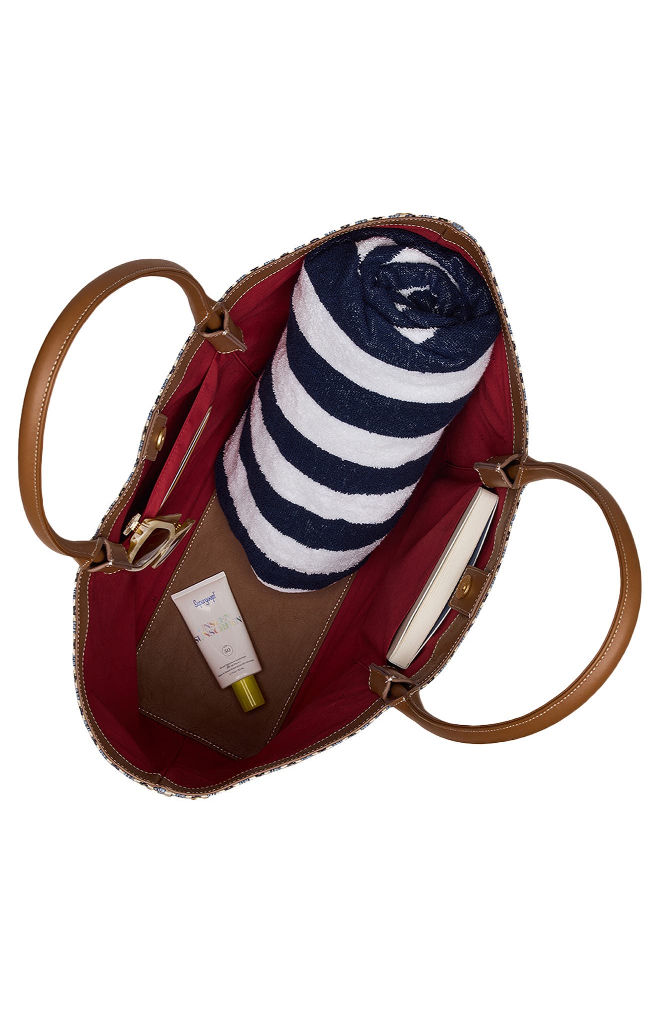 HAMMITT Olympia Woven Tote, Alternate, color, Cabana Blue/ Brushed Gold
