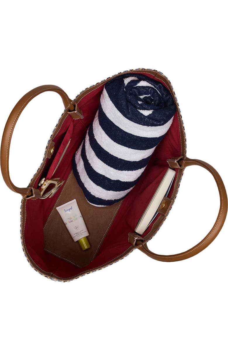 HAMMITT Olympia Woven Tote, Alternate, color, Cabana Blue/ Brushed Gold