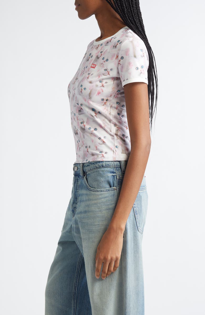DIESEL<sup>®</sup> T-Unclau Cat Print T-Shirt, Alternate, color, White