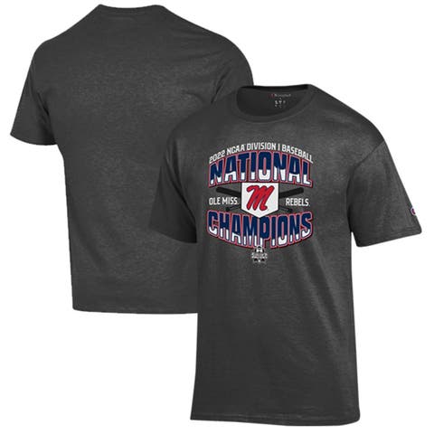 Men's Champion Heathered Charcoal Ole Miss Rebels 2022 NCAA Men's Baseball College World Series Champions Locker Room T-Shirt