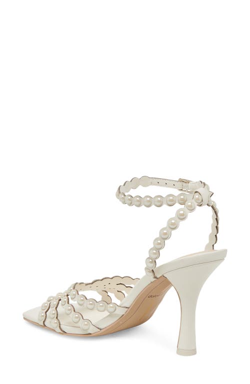 Dolce Vita Hellen Pearly Bead Ankle Strap Sandal In White Leather