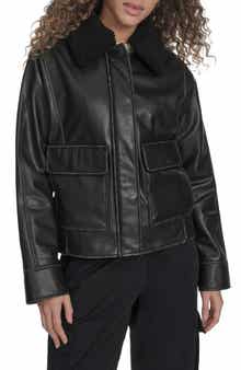 Levi's Faux Leather Aviator Jacket with High Pile Fleece Collar
