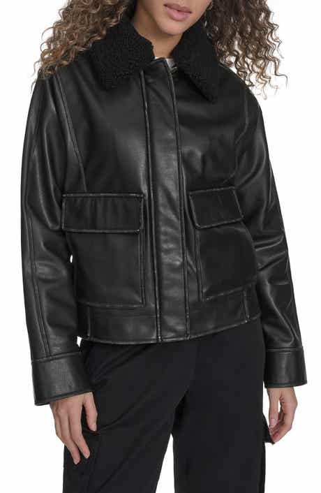 Levi's Faux Leather Aviator Jacket with High Pile Fleece Collar