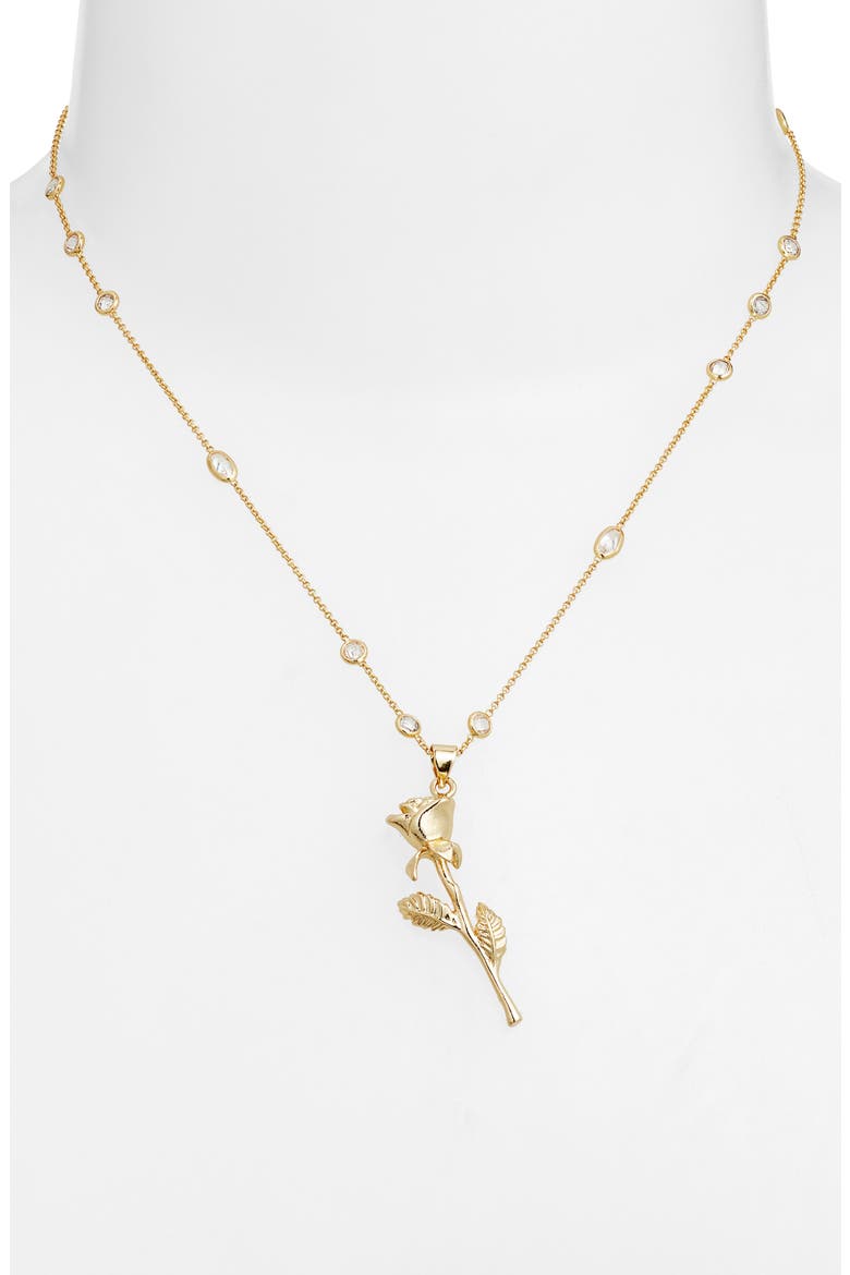 Rose Pendant Raindrop Chain Necklace, Alternate, color, GOLD