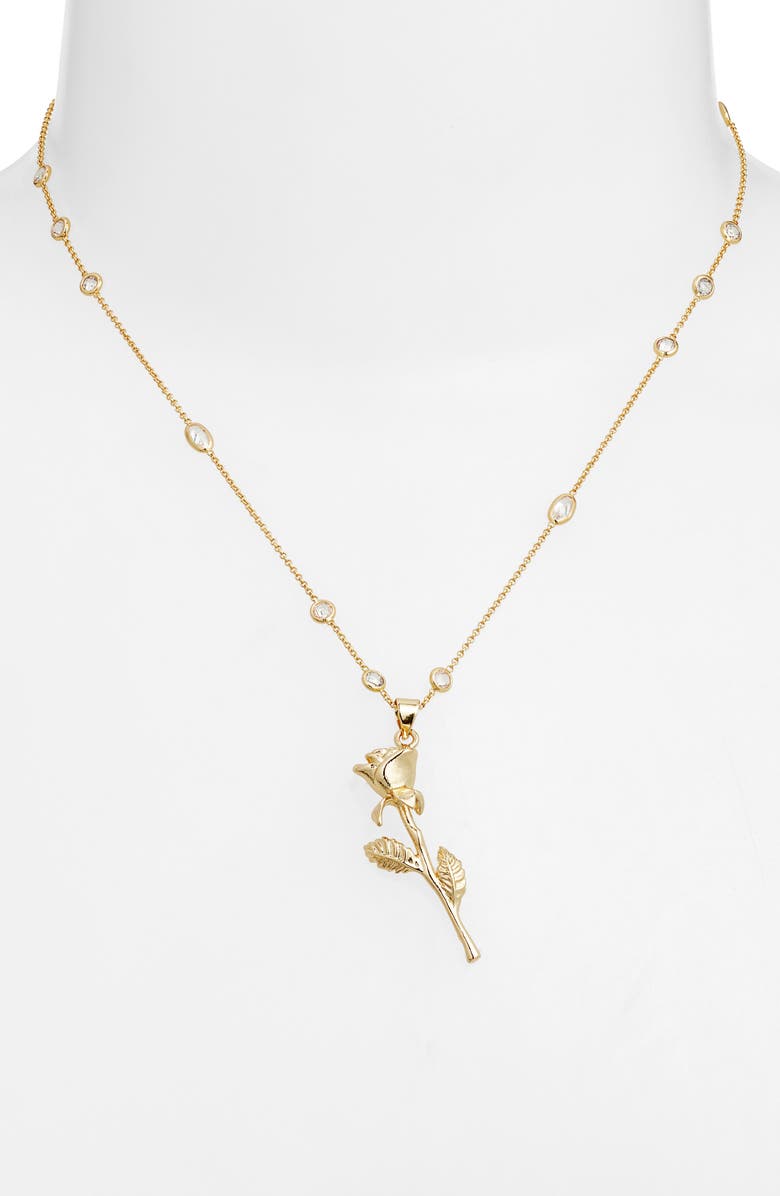 VIDAKUSH Rose Pendant Raindrop Chain Necklace, Alternate, color, Gold