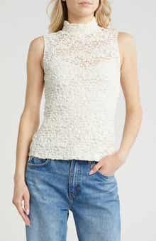 Theory Mock Neck Lace Top