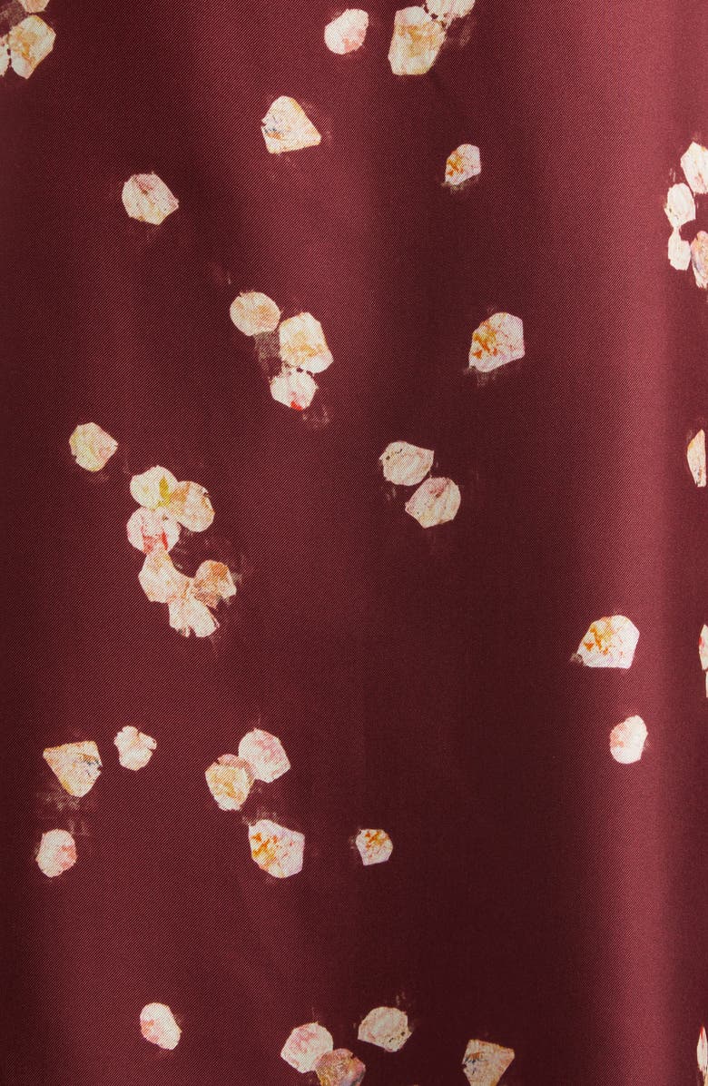 Altuzarra Kiera Petal Print Belted Silk Shirtdress, Alternate, color, Maroon Allover Petals